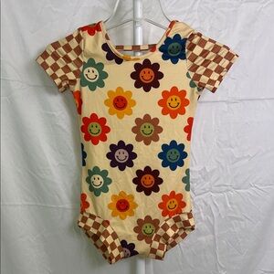 Retro smiley Leo Luvs leotard girls size 8